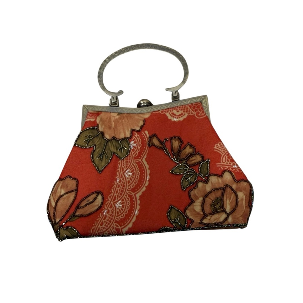 Leko London Vintage ornate beaded evening bag metal handle and chain strap - Picture 6 of 11